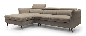 Narożnik rozkładany z funkcją spania Beira z pojemnikiem beżowy prawostronny HOMEBOOK