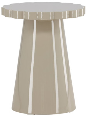 Stolik kawowy Noyra średnica 45 cm beżowy z blatem w kształcie kwiatka Wyprzedaż