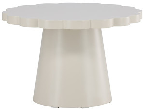 Stolik kawowy Noyra średnica 70 cm kremowy z blatem w kształcie kwiatka Wyprzedaż