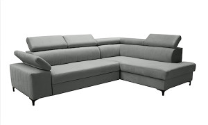 Narożnik rozkładany z funkcją spania Tazzola L-kształtny z pojemnikiem szary prawostronny HOMEBOOK