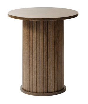 Stolik kawowy okrągły Gativel 50 cm lamele dąb palony HOMEBOOK