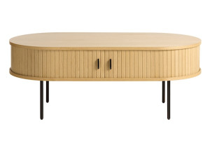 Ława drewniana Gativel 120x60 cm lamele dąb naturalny HOMEBOOK