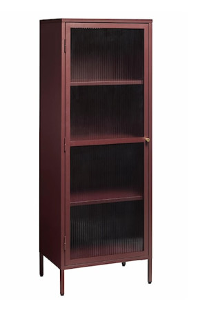 Witryna metalowa jednodrzwiowa Avensunly 160 cm z przeszkleniem bordowa HOMEBOOK