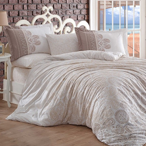 Komplet pościeli Creamy 200x220 cm z dwiema poszewkami na poduszkę 50x70 cm i z prześcieradłem beżowy HOMEBOOK