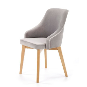 Krzesło tapicerowane Berlas szary velvet - dąb miodowy HOMEBOOK