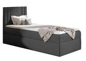 Łóżko kontynentalne jednosobowe Dulmo Mini 90x200 z pojemnikiem i topperem ciemnoszare hydrofobowe HOMEBOOK