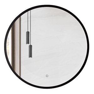 Lustro ścienne Olimmi średnica 80 cm czarne z oświetleniem Wyprzedaż