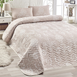 Narzuta Neriel 200x220 cm z dwiema poszewkami na poduszkę 50x70 cm pudrowa HOMEBOOK