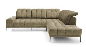 Narożnik Boledit z wysuwanym siedziskiem elektrycznym beżowy w tkaninie hydrofobowej welur lewostronny HOMEBOOK