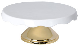 Patera Xerians ceramiczna średnica 24 cm biała ze złotą nogą Wyprzedaż