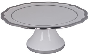 Patera Sanclon średnica 28 cm biało-srebrna Wyprzedaż