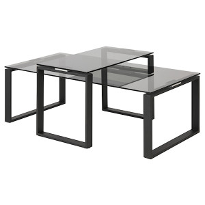 Zestaw dwóch stolików kawowych Banjole dymione szkło HOMEBOOK
