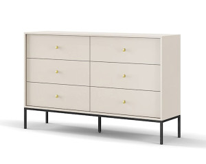 Komoda Monne 154 cm z sześcioma szufladami beżowa vintage HOMEBOOK