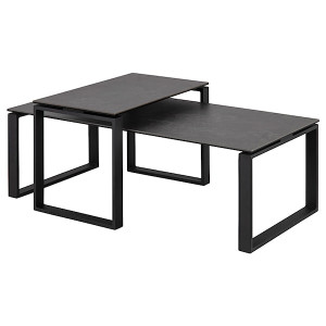 Zestaw dwóch stolików kawowych Banjole czarna ceramika HOMEBOOK