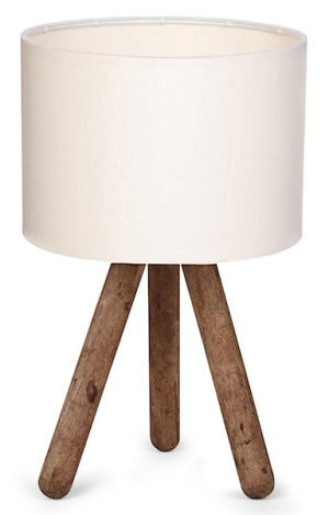 Lampa stołowa Fiestvier kremowy klosz/drewno bukowe
