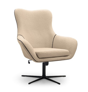 Fotel obrotowy Tumbo w tkaninie boucle beżowy HOMEBOOK