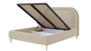 Łóżko tapicerowane 140x200 cm Loreo z pojemnikiem beżowe boucle HOMEBOOK