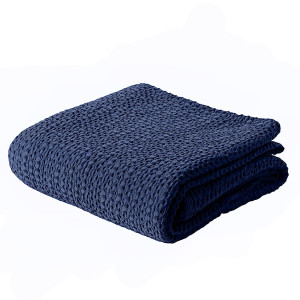 Narzuta na łóżko Alpinia bawełniana 160x220 cm granatowa HOMEBOOK