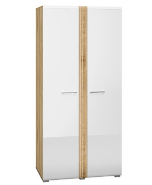 Szafa dwudrzwiowa Fandri 92 cm Dąb castello / Biały połysk HOMEBOOK