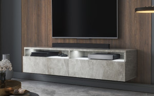 Szafka RTV z dwiema szufladami Rednaw 140 cm Beton z oświetleniem HOMEBOOK