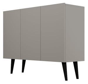 Komoda trzydrzwiowa Damally 120 cm szara z czarnymi nogami HOMEBOOK