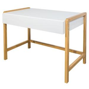 Biurko dla dzieci Viotte 100x60 cm z szufladą i dębowymi nogami białe HOMEBOOK