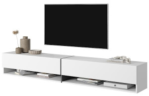 Szafka RTV Mirrgo 200 cm biała z grafitowymi wstawkami HOMEBOOK