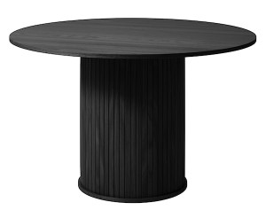Stół okrągły Gativel 120 cm z okrągłą podstawą lamele dąb czarny HOMEBOOK