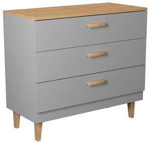 Komoda z trzema szufladami Sakena szara HOMEBOOK