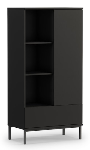 Regał zamykany Perila z otwartymi półkami i szufladą czarny HOMEBOOK