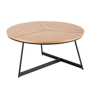 Stolik kawowy Siantly średnica 80 cm dąb naturalny - czarny HOMEBOOK