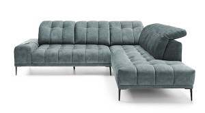 Narożnik Boledit z wysuwanym siedziskiem elektrycznym szary w tkaninie hydrofobowej welur lewostronny HOMEBOOK