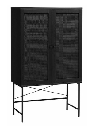 Komoda dwudrzwiowa Mogest czarna plecionka boho Wyprzedaż