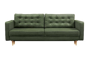 Kanapa z funkcją spania trzyosobowa Juttic z pojemnikiem oliwkowa plecionka hydrofobowa HOMEBOOK kanapa z funkcją spania