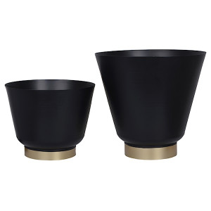 Zestaw dwóch doniczek Ablerity czarne ze złotą wstawką HOMEBOOK