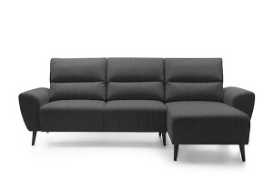 Narożnik rozkładany z funkcją spania Moon ciemnoszary w tkaninie hydrofobowej prawostronny HOMEBOOK