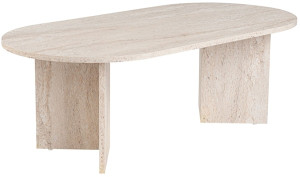 Stolik kawowy Sable owalny blat 119x60 cm trawertyn Wyprzedaż