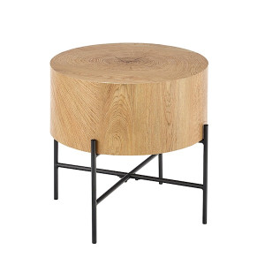 Stolik kawowy Filewdy średnica 45 cm dąb naturalny - czarny Wyprzedaż