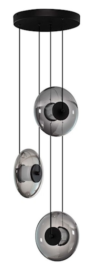 Lampa wisząca Lynoll LED na okrągłej podsufitce x3 czarna