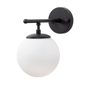 Lampa ścienna Blunces czarna/ mleczny klosz Wyprzedaż