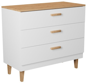 Komoda z trzema szufladami Sakena biała HOMEBOOK