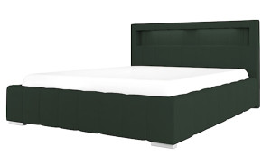 Łóżko tapicerowane Foenum 180x200 ze stelażem metalowym i pojemnikiem ciemnozielone hydrofobowe HOMEBOOK