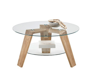 Stolik kawowy Hireell 75x75 cm ze szklanym blatem HOMEBOOK