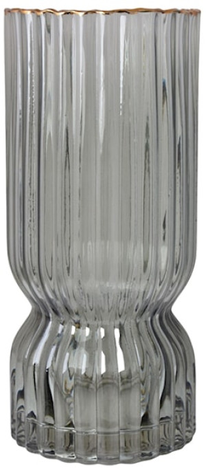 Wazon Durhes szklany szary ze złotym rantem Wyprzedaż