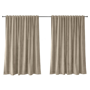 Zasłona do salonu Myrrhis w tkaninie PET FRIENDLY 280x270 cm szarobrązowa HOMEBOOK