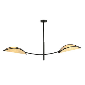 Lampa wisząca Farang x2 czarno-rattanowa HOMEBOOK