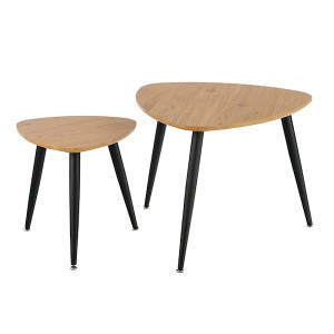 Zestaw dwóch stolików Fraga 40x40 cm i 60x60 cm dąb złoty - czarny HOMEBOOK