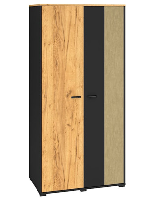 Szafa młodzieżowa dwudrzwiowa Colt z drążkami i półkami 90 cm dąb craft/czarny/stal Wyprzedaż