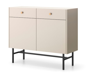 Komoda dwudrzwiowa Divenos z szufladami 104 cm Szary beż Wyprzedaż