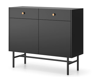 Komoda dwudrzwiowa Divenos z szufladami 104 cm Czarna Wyprzedaż